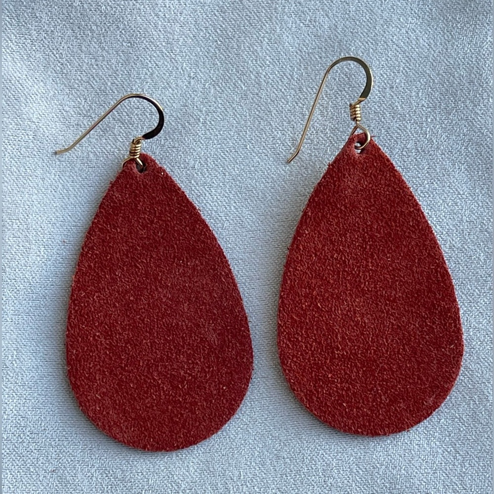 Nickel and Suede Ginger Teardrop Earrings - small